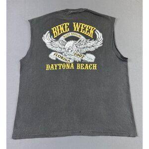 Rare Vintage Y2K Bike Week 2002 Daytona Beach Motorcycle Sun Fade Cut Off Sleeve